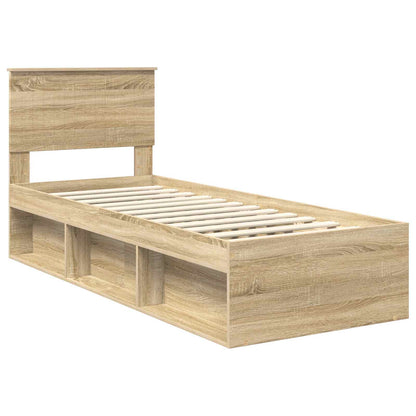 vidaXL Bed Frame with Headboard Sonoma Oak 75 x 190 cm Solid Pine Wood