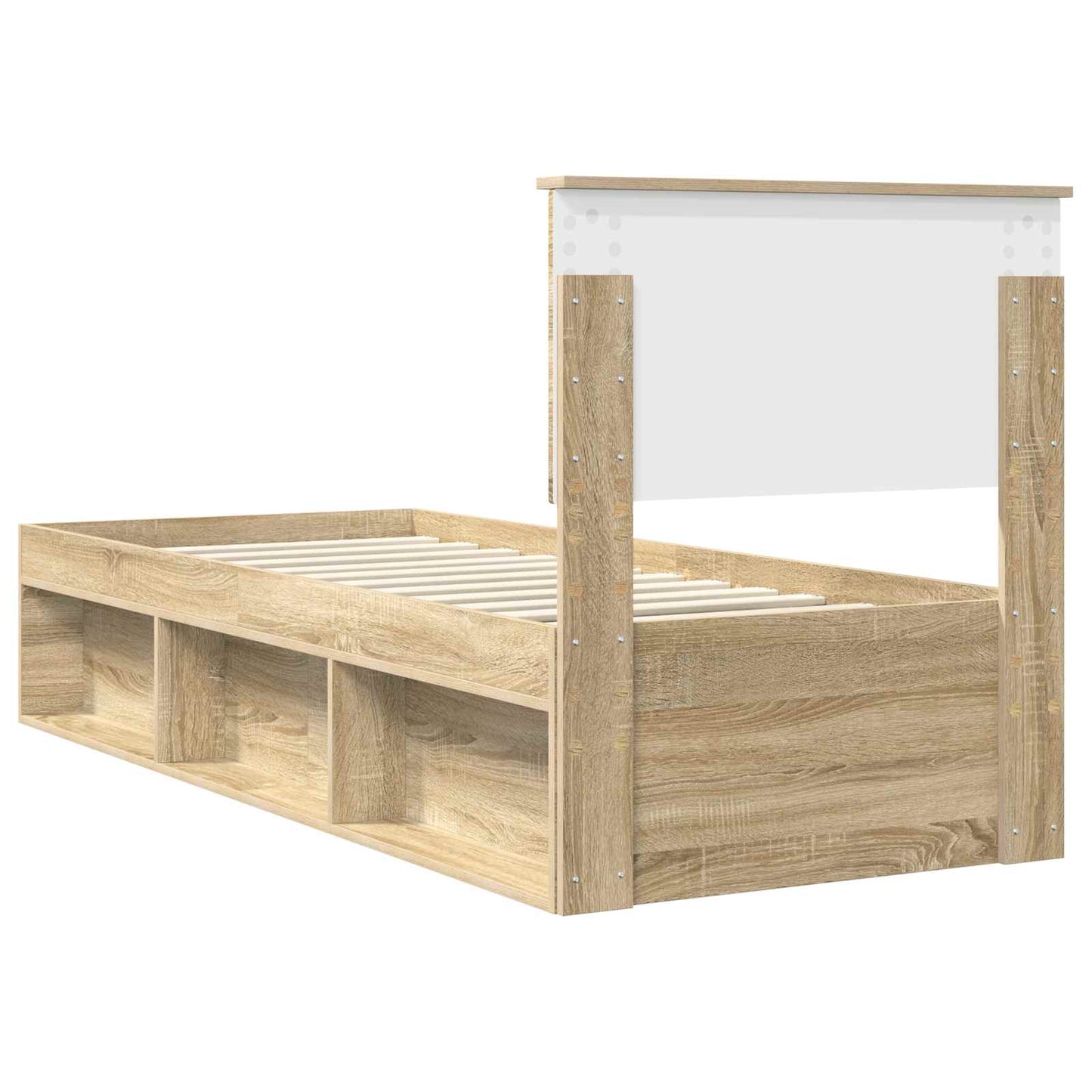 vidaXL Bed Frame with Headboard Sonoma Oak 75 x 190 cm Solid Pine Wood
