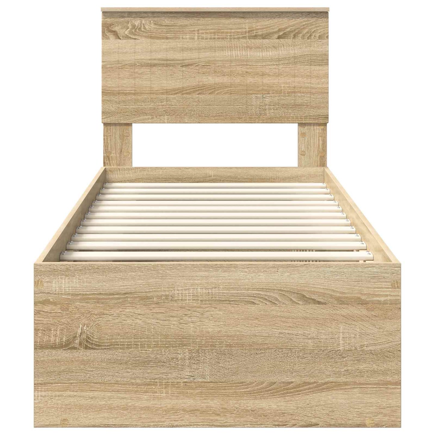 vidaXL Bed Frame with Headboard Sonoma Oak 75 x 190 cm Solid Pine Wood