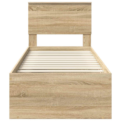 vidaXL Bed Frame with Headboard Sonoma Oak 75 x 190 cm Solid Pine Wood
