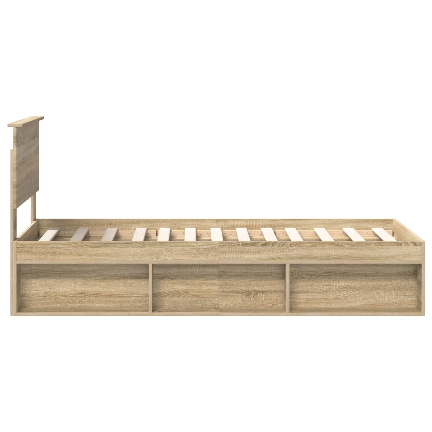 vidaXL Bed Frame with Headboard Sonoma Oak 75 x 190 cm Solid Pine Wood