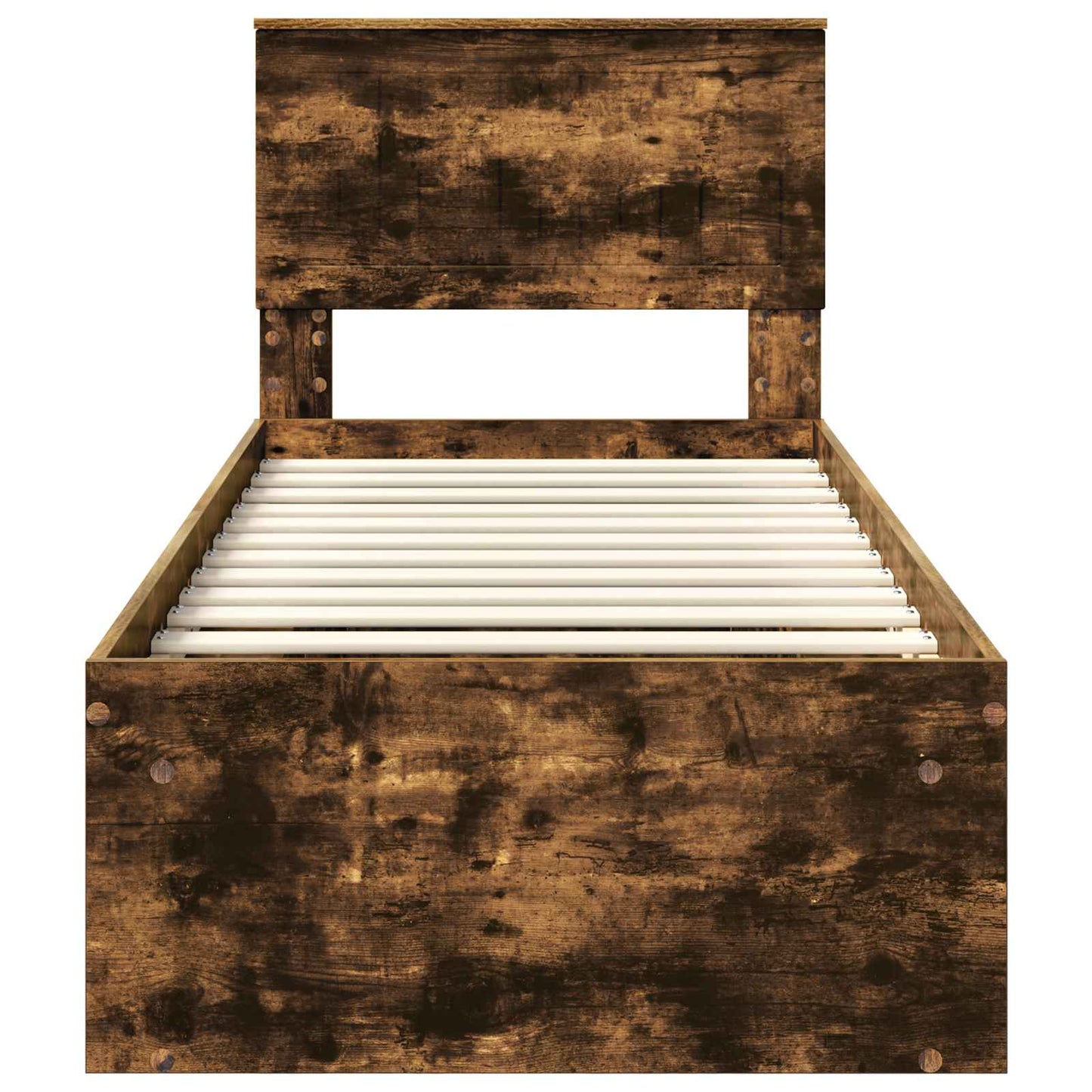 vidaXL Bed Frame with Headboard Smoked Oak 75 x 190 cm Solid Pine Wood