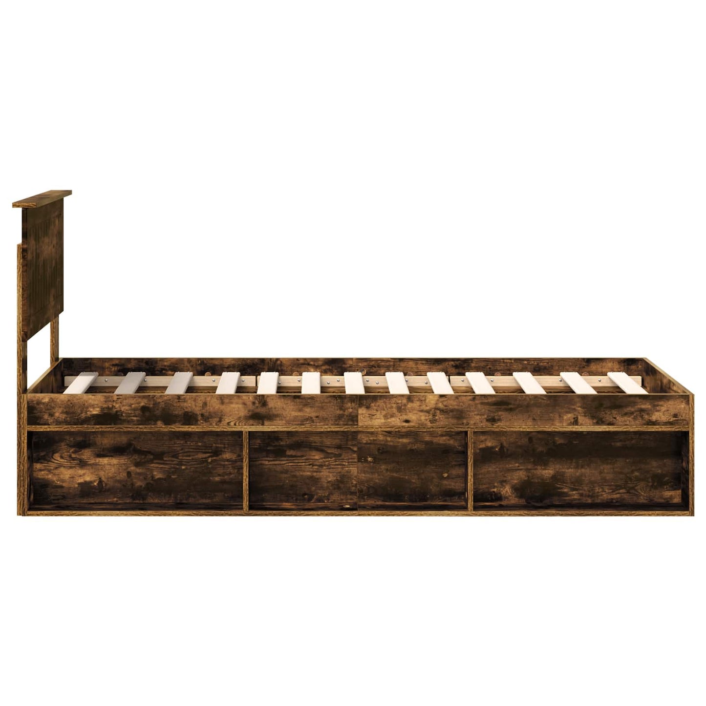 vidaXL Bed Frame with Headboard Smoked Oak 75 x 190 cm Solid Pine Wood
