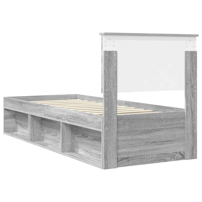 vidaXL Bed Frame Grey Sonoma 75 x 190 cm Solid Pine Wood