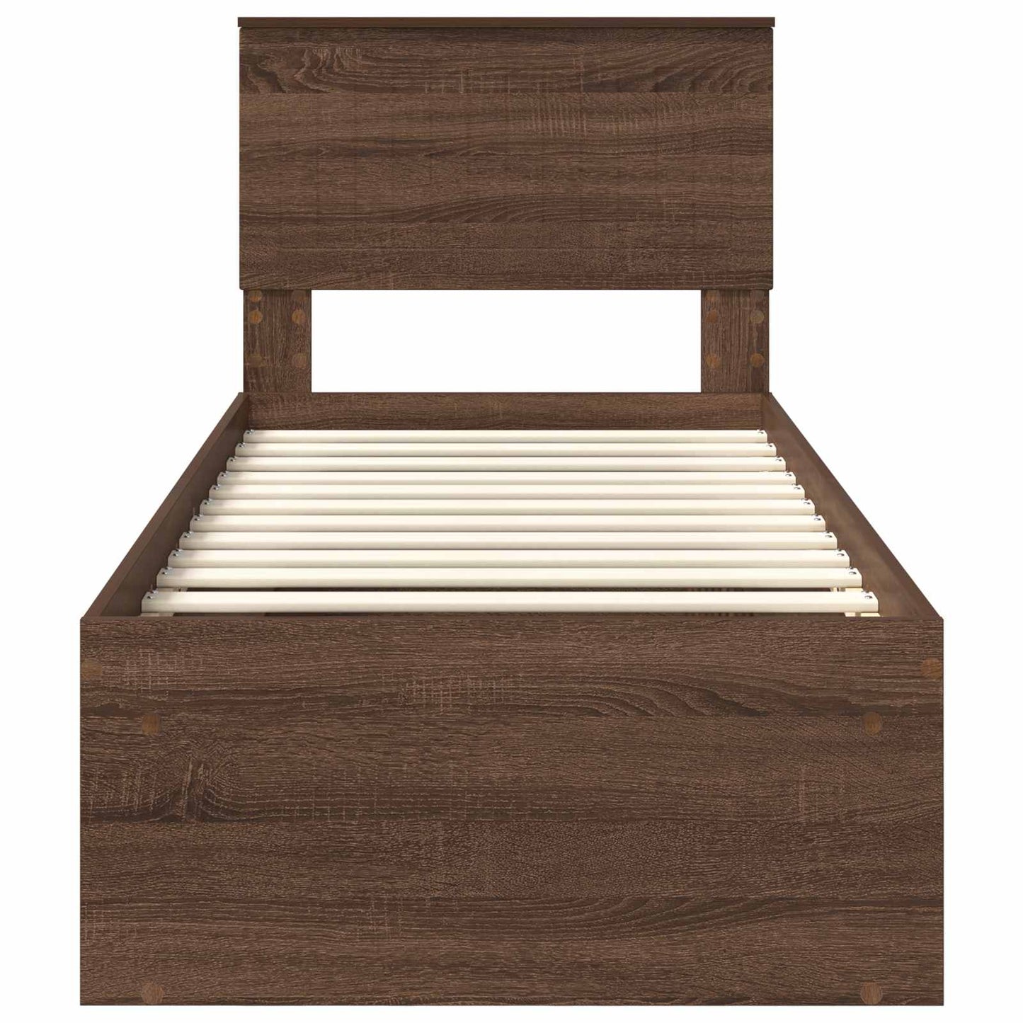vidaXL Bed Frame with Headboard Brown Oak 75 x 190 cm Solid Pine Wood