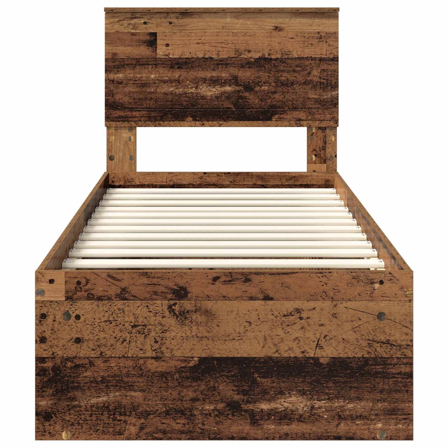 vidaXL Bed Frame with Headboard Old Wood 75 x 190 cm Solid Pine Wood