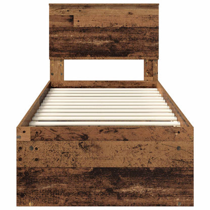 vidaXL Bed Frame with Headboard Old Wood 75 x 190 cm Solid Pine Wood