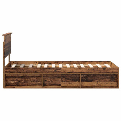 vidaXL Bed Frame with Headboard Old Wood 75 x 190 cm Solid Pine Wood