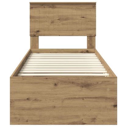 vidaXL Bed Frame Artisian Oak 75 x 190 cm Solid Pine Wood