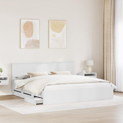vidaXL Bed Frame with Drawer White 200 x 200 cm Engineer Wood