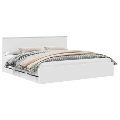 vidaXL Bed Frame with Drawer White 200 x 200 cm Engineer Wood