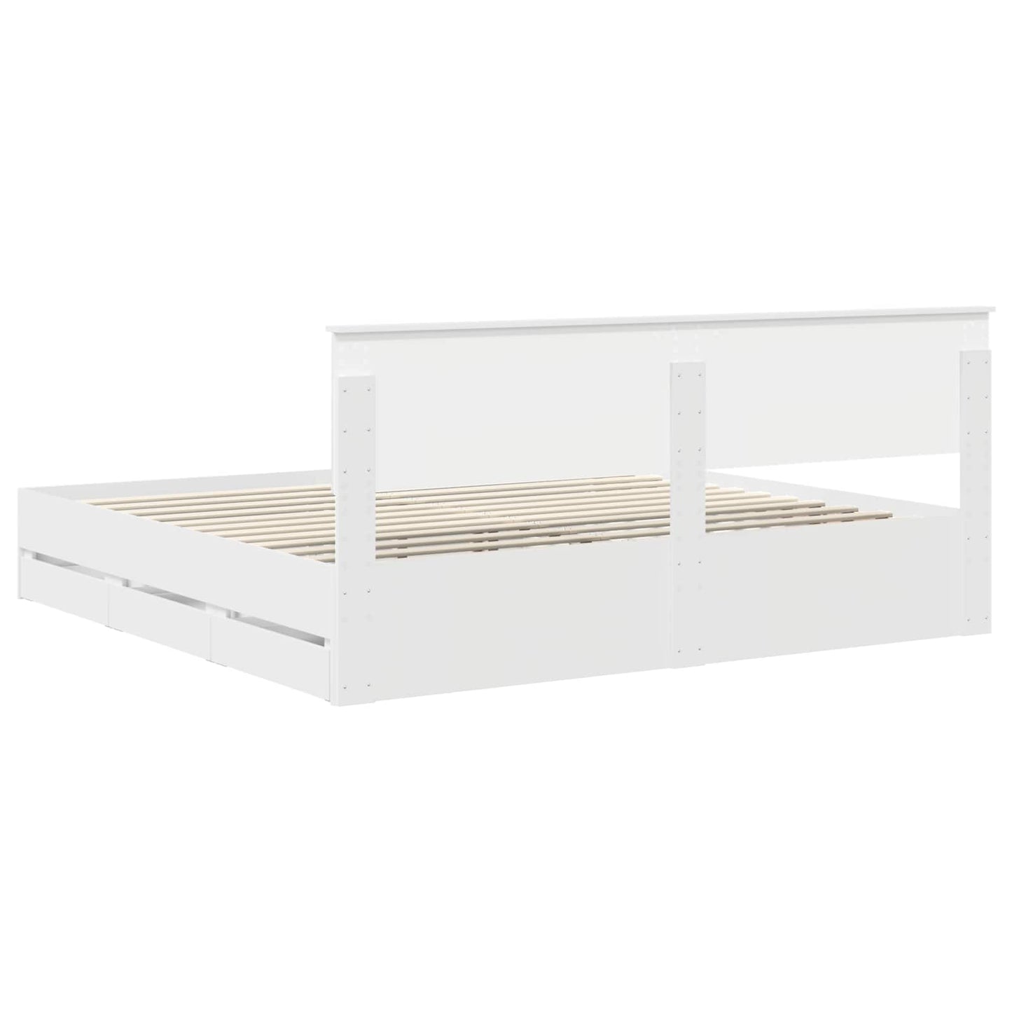 vidaXL Bed Frame with Drawer White 200 x 200 cm Engineer Wood