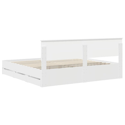 vidaXL Bed Frame with Drawer White 200 x 200 cm Engineer Wood