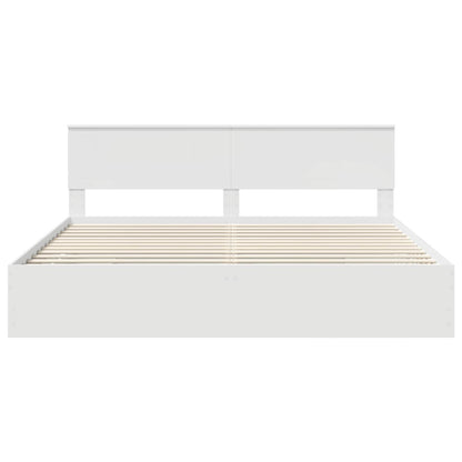vidaXL Bed Frame with Drawer White 200 x 200 cm Engineer Wood