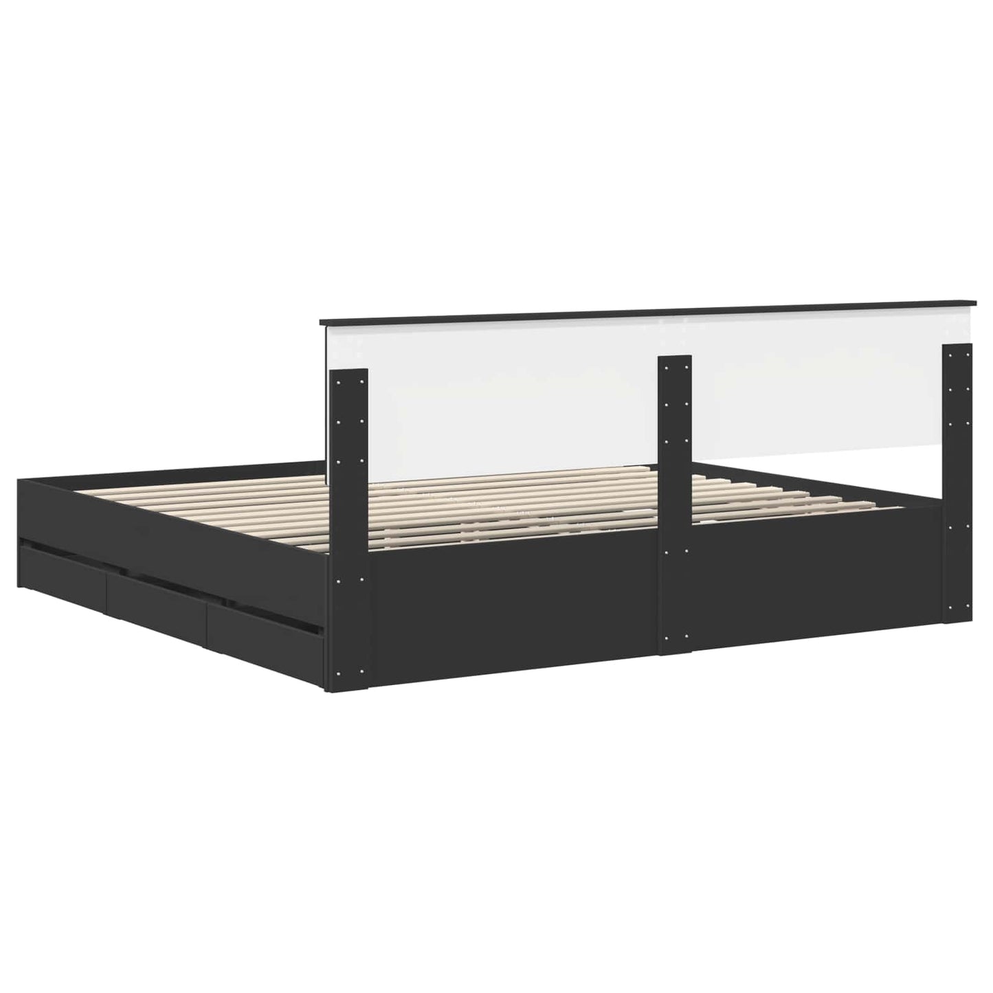 vidaXL Bed Frame with Drawer Black 200 x 200 cm Engineer Wood