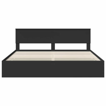 vidaXL Bed Frame with Drawer Black 200 x 200 cm Engineer Wood