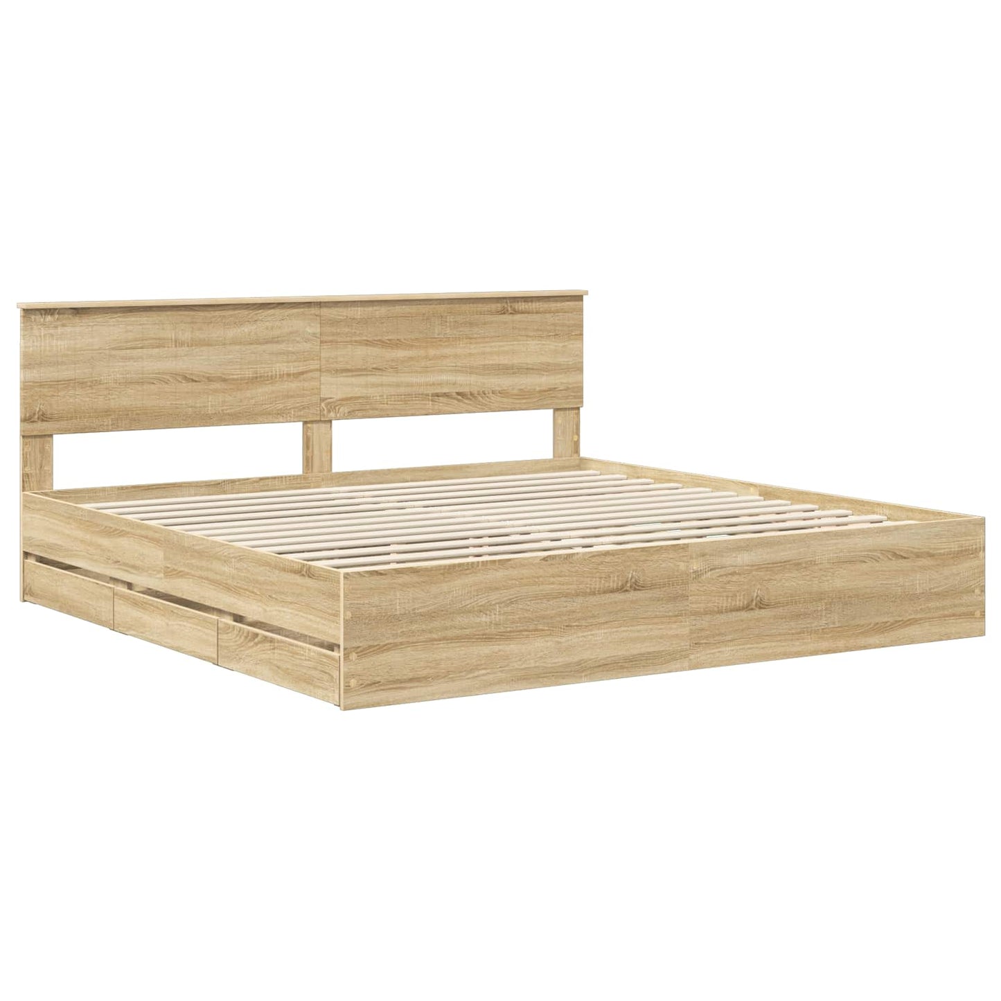vidaXL Bed Frame with Drawer Sonoma Oak 200 x 200 cm Engineer Wood