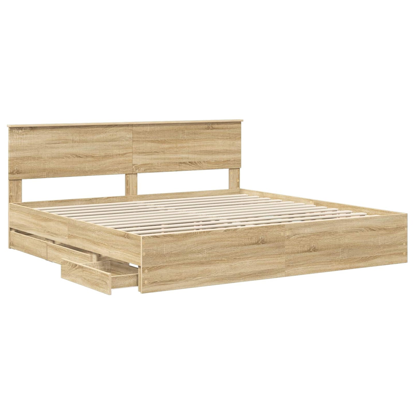 vidaXL Bed Frame with Drawer Sonoma Oak 200 x 200 cm Engineer Wood