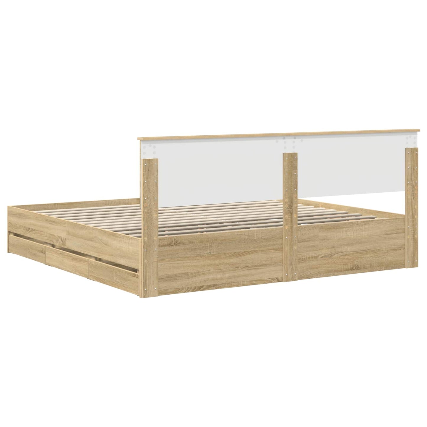vidaXL Bed Frame with Drawer Sonoma Oak 200 x 200 cm Engineer Wood