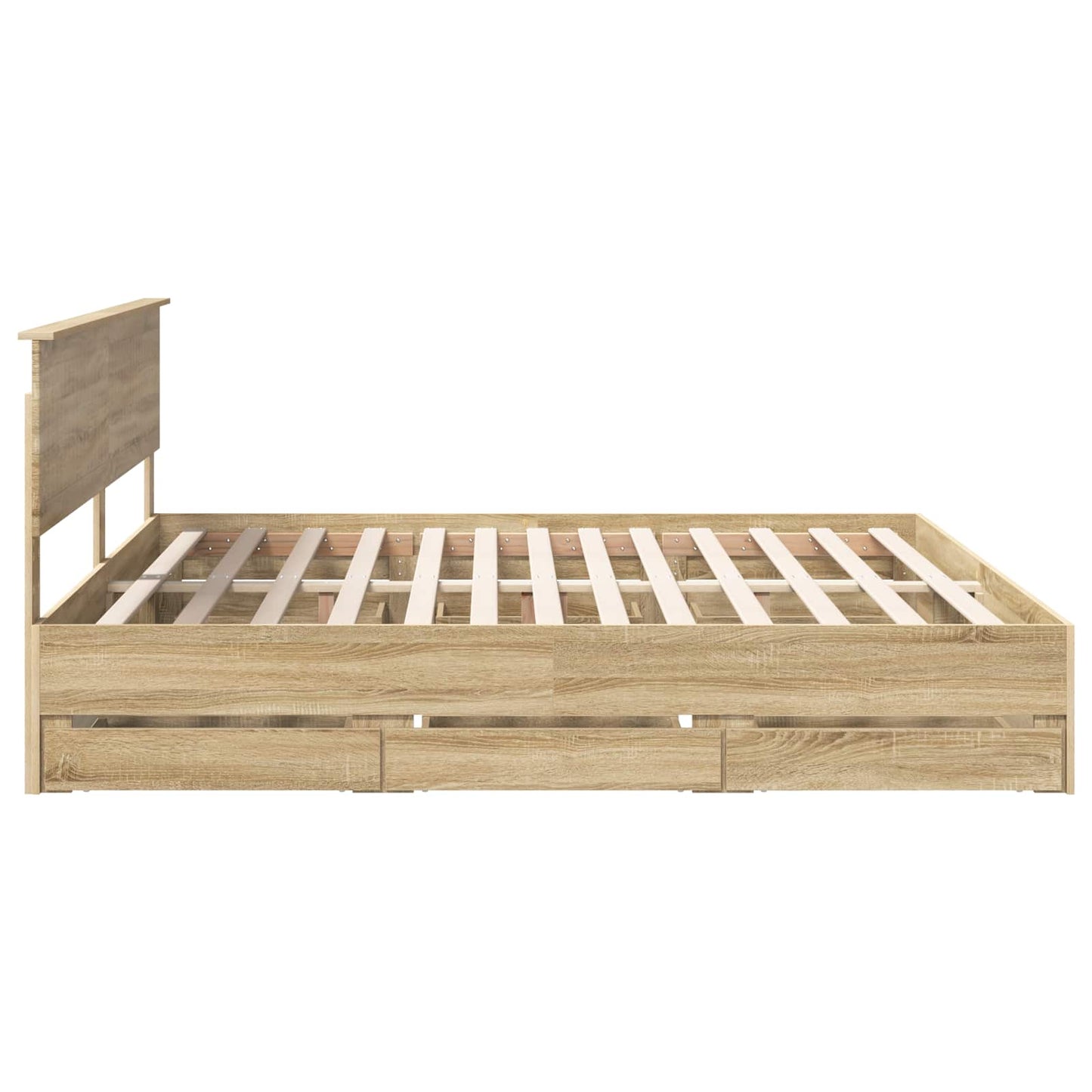 vidaXL Bed Frame with Drawer Sonoma Oak 200 x 200 cm Engineer Wood