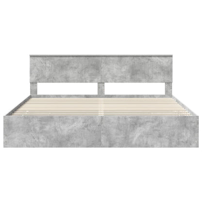 vidaXL Bed Frame with Drawer Concrete Grey 200 x 200 cm Engineer Wood