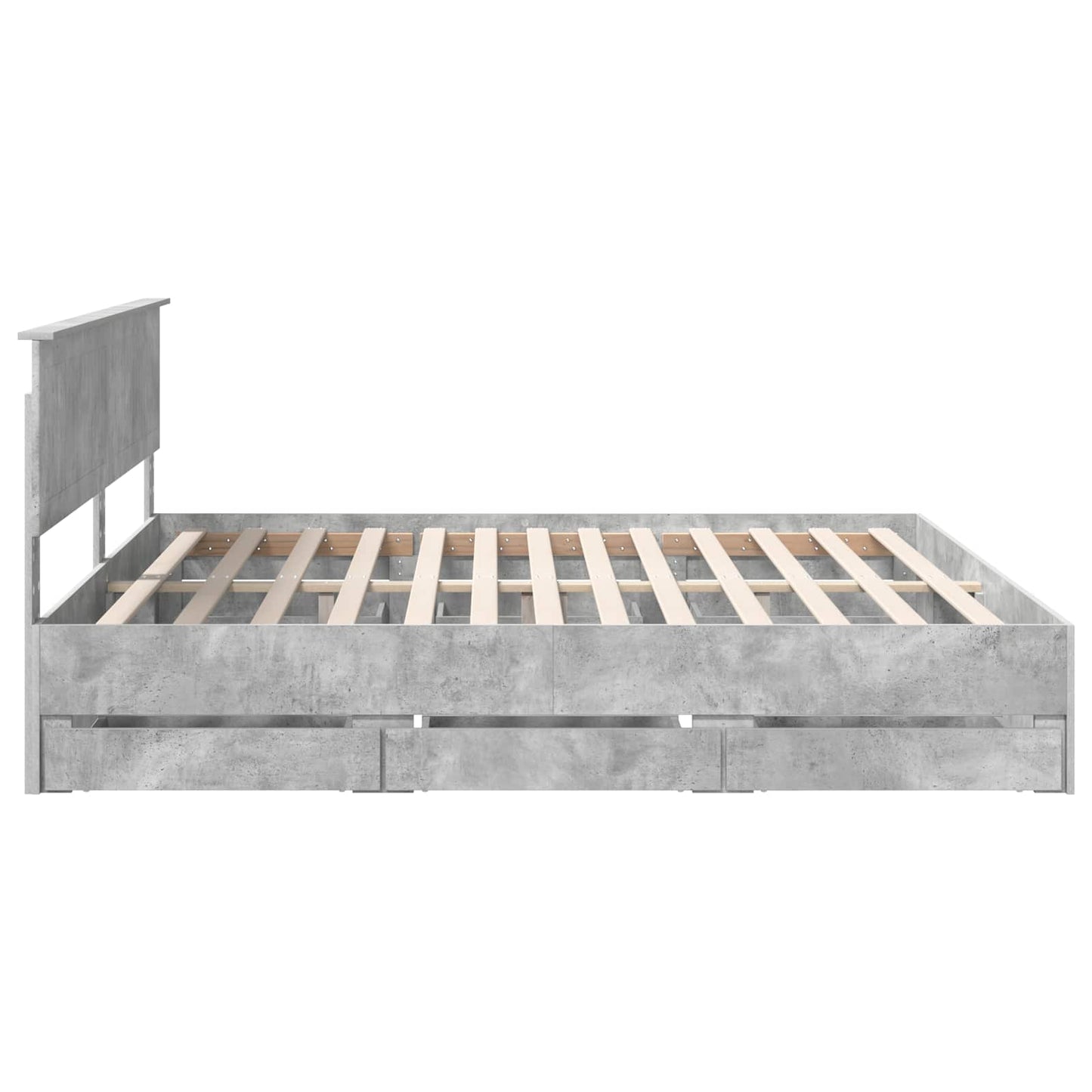 vidaXL Bed Frame with Drawer Concrete Grey 200 x 200 cm Engineer Wood
