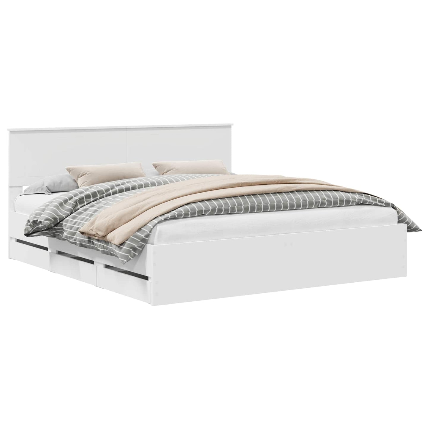 vidaXL Bed Frame with Drawer White 180 x 200 cm Engineer Wood