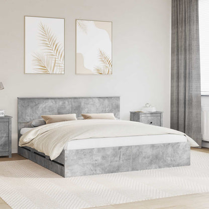 vidaXL Bed Frame with Drawer Concrete Grey 180 x 200 cm Engineer Wood