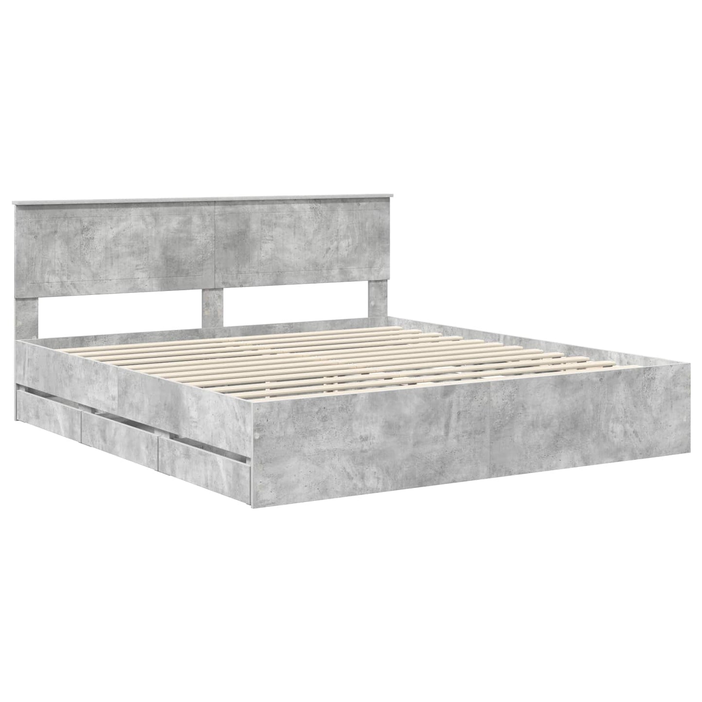 vidaXL Bed Frame with Drawer Concrete Grey 180 x 200 cm Engineer Wood