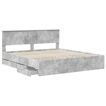 vidaXL Bed Frame with Drawer Concrete Grey 180 x 200 cm Engineer Wood