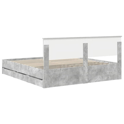 vidaXL Bed Frame with Drawer Concrete Grey 180 x 200 cm Engineer Wood