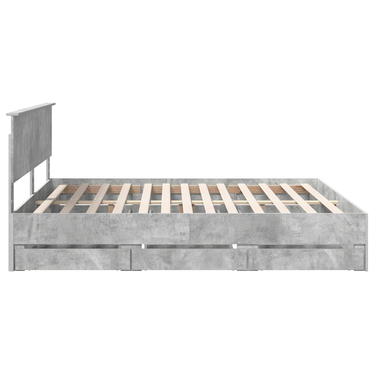 vidaXL Bed Frame with Drawer Concrete Grey 180 x 200 cm Engineer Wood