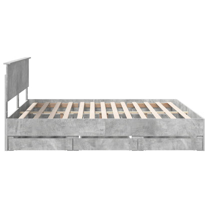 vidaXL Bed Frame with Drawer Concrete Grey 180 x 200 cm Engineer Wood