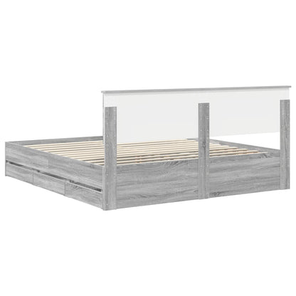 vidaXL Bed Frame with Drawer Grey Sonoma 180 x 200 cm Engineer Wood
