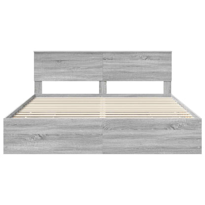 vidaXL Bed Frame with Drawer Grey Sonoma 180 x 200 cm Engineer Wood
