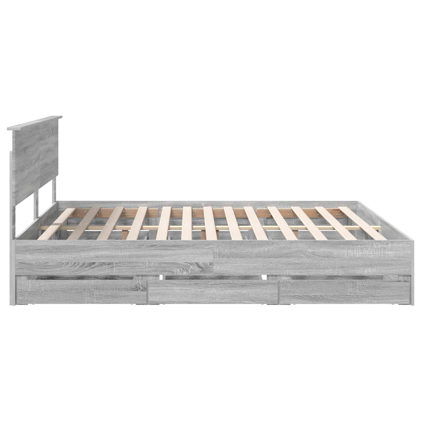 vidaXL Bed Frame with Drawer Grey Sonoma 180 x 200 cm Engineer Wood