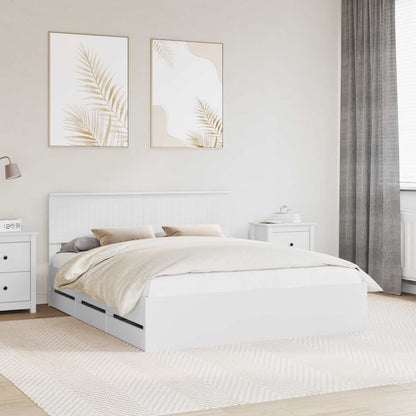 vidaXL Bed Frame with Drawer White 160 x 200 cm Engineer Wood