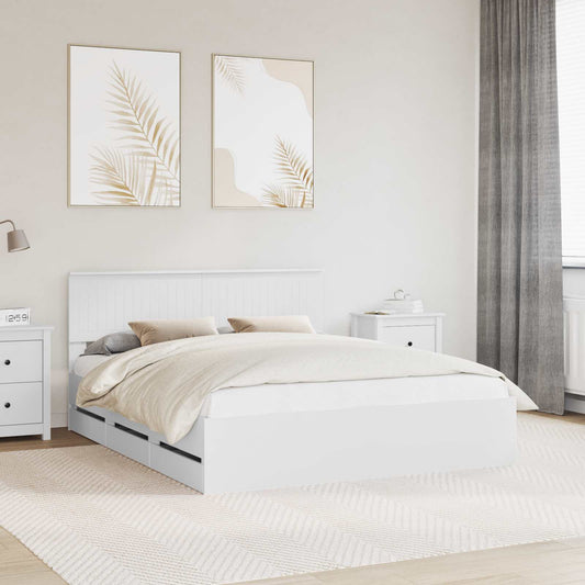 vidaXL Bed Frame with Drawer White 160 x 200 cm Engineer Wood