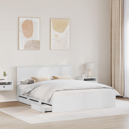 vidaXL Bed Frame with Drawer White 160 x 200 cm Engineer Wood