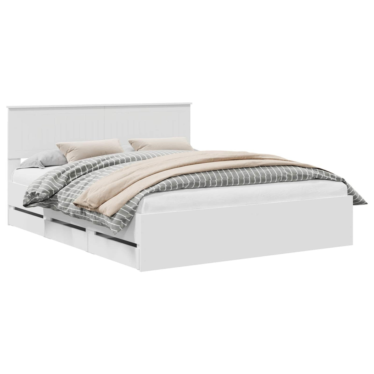 vidaXL Bed Frame with Drawer White 160 x 200 cm Engineer Wood