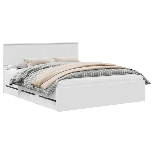 vidaXL Bed Frame with Drawer White 160 x 200 cm Engineer Wood