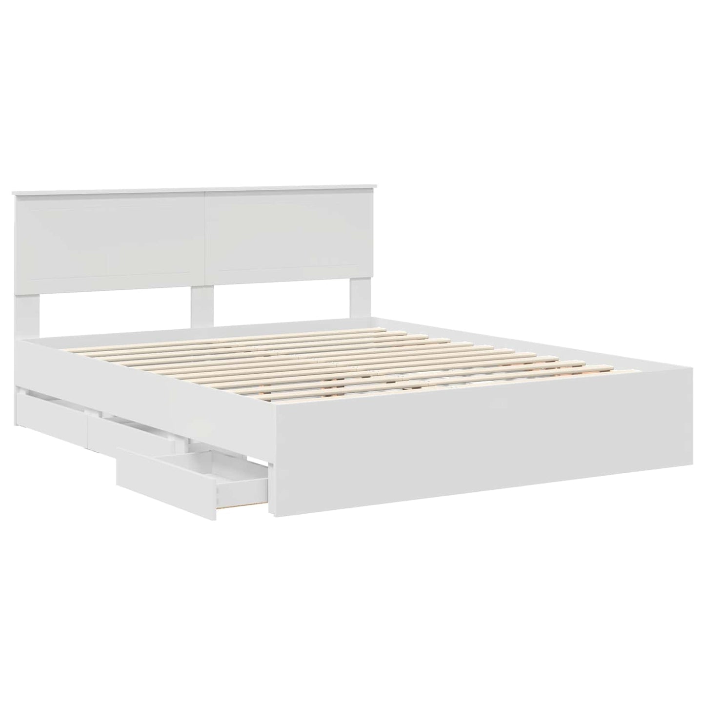 vidaXL Bed Frame with Drawer White 160 x 200 cm Engineer Wood