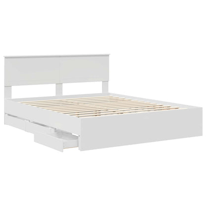 vidaXL Bed Frame with Drawer White 160 x 200 cm Engineer Wood