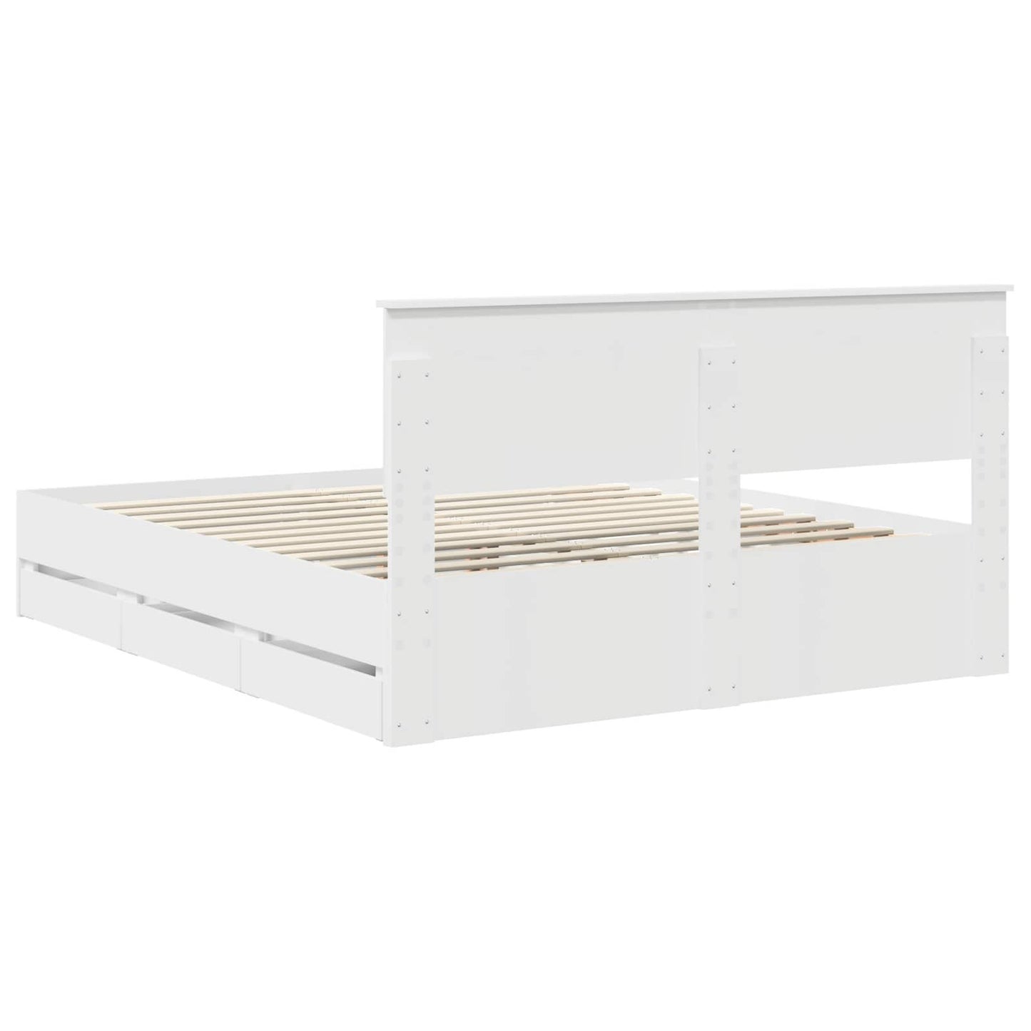 vidaXL Bed Frame with Drawer White 160 x 200 cm Engineer Wood