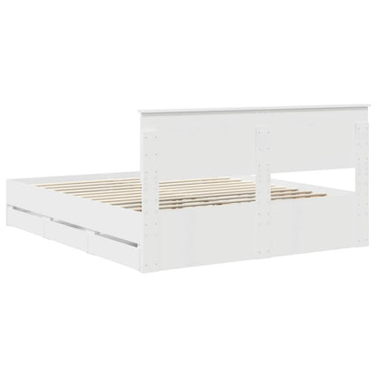 vidaXL Bed Frame with Drawer White 160 x 200 cm Engineer Wood
