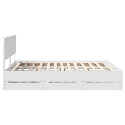 vidaXL Bed Frame with Drawer White 160 x 200 cm Engineer Wood