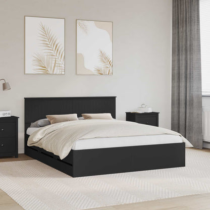 vidaXL Bed Frame with Drawer Black 160 x 200 cm Engineer Wood