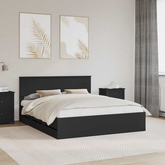 vidaXL Bed Frame with Drawer Black 160 x 200 cm Engineer Wood