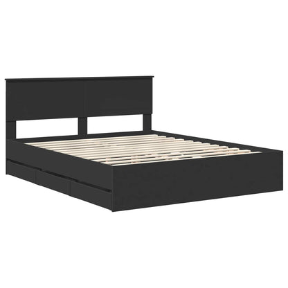 vidaXL Bed Frame with Drawer Black 160 x 200 cm Engineer Wood
