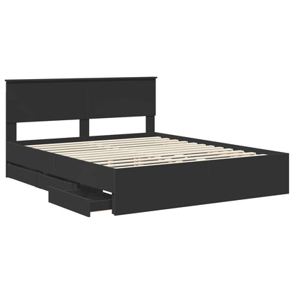 vidaXL Bed Frame with Drawer Black 160 x 200 cm Engineer Wood